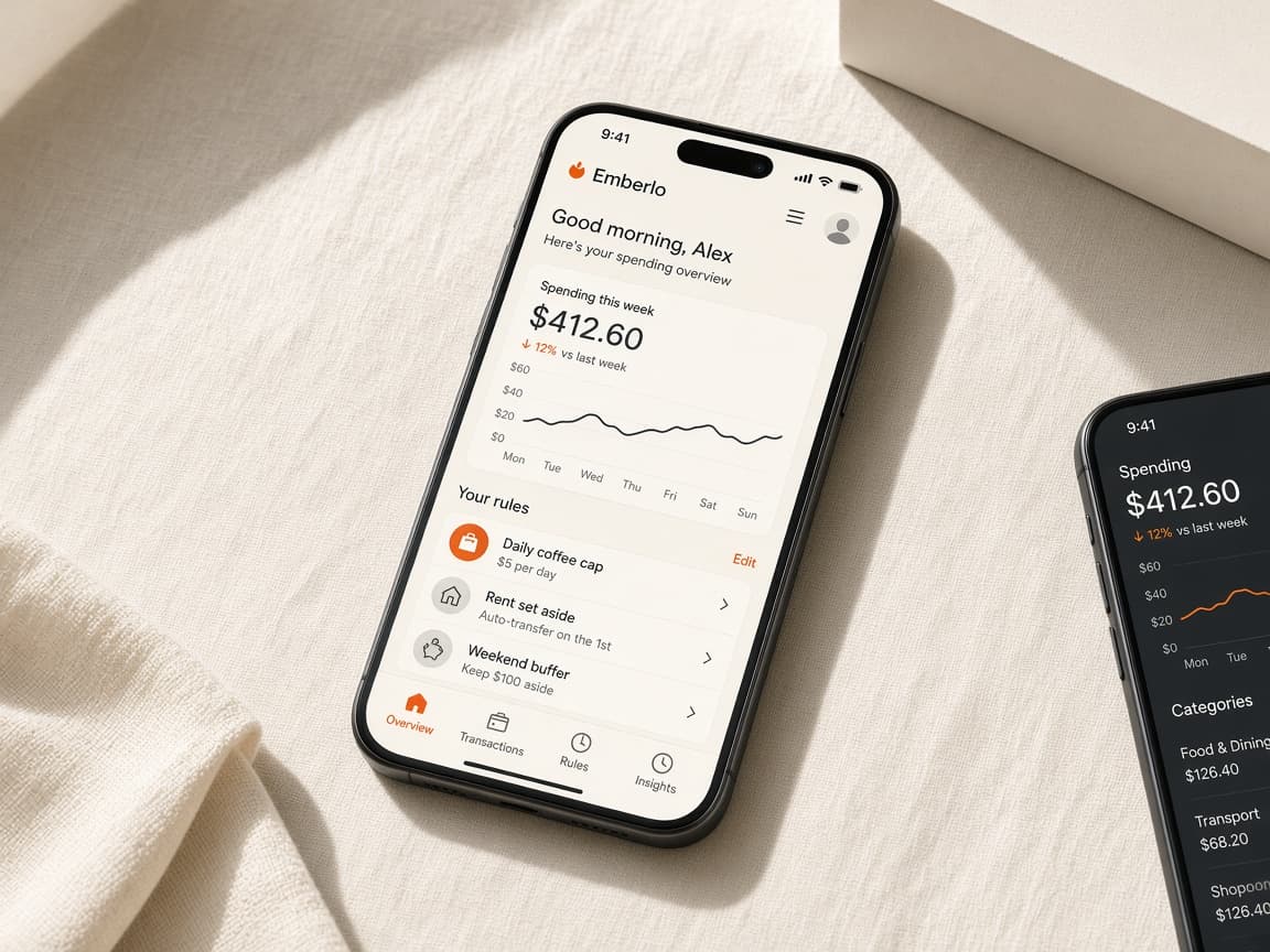 Emberlo on iPhone: personal finance charts kept on the phone, with no cloud