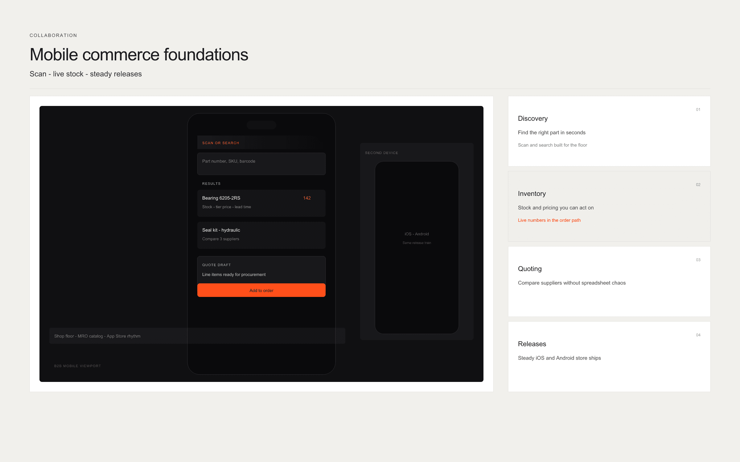 Varin mobile app: B2B commerce workflows on iOS and Android